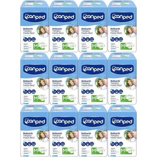 Canped Hasta Bezi Yetişkin Bel Bantlı Polietilen Medium-M Orta Boy 108 Adet (12PK*9)