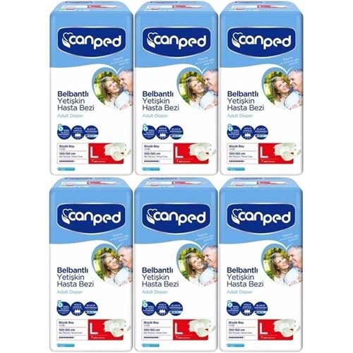 Canped Hasta Bezi Yetişkin Bel Bantlı Polietilen L-Large Büyük Boy 42 Adet (6PK*7)