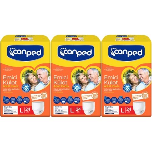 Canped Emici Külot Hasta Yetişkin Bezi L - Büyük - Large 72 Adet (3PK*24)