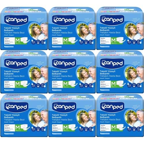 Canped Hasta Bezi Yetişkin Bel Bantlı Tekstil Yüzey M - Orta - Medium 162 (9PK*18)