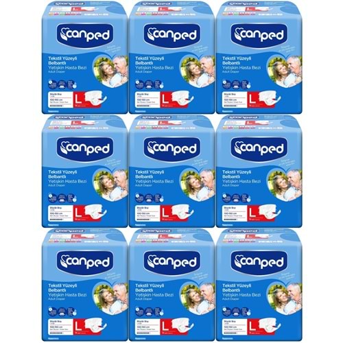Canped Hasta Bezi Yetişkin Bel Bantlı Tekstil Yüzey L - Büyük - Large 126 Adet (9PK*14)