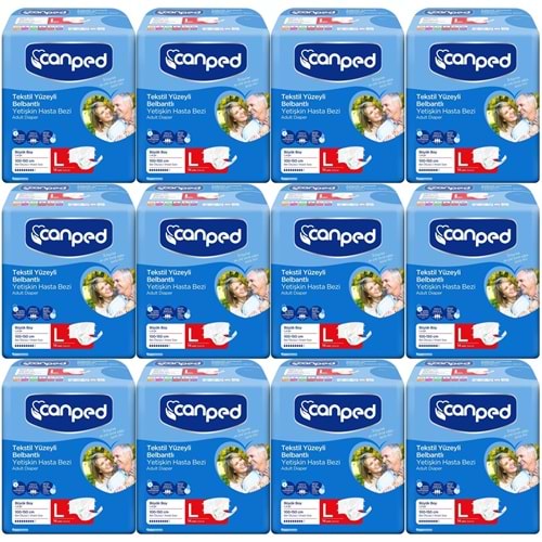 Canped Hasta Bezi Yetişkin Bel Bantlı Tekstil Yüzey L - Büyük - Large 168 Adet (12PK*14)