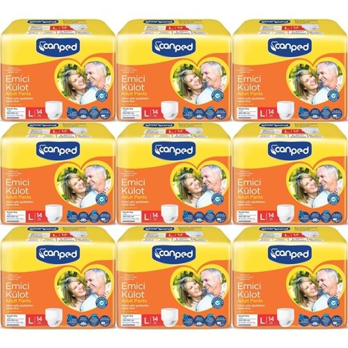 Canped Emici Külot Pants Hasta Yetişkin Bezi L - Büyük - Large Ekonomik Pk 126 Adet (9PK*14)