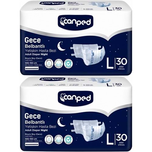 Canped Yetişkin Bezi Bel Bantlı Gece Night L - Büyük - Large 60 Adet