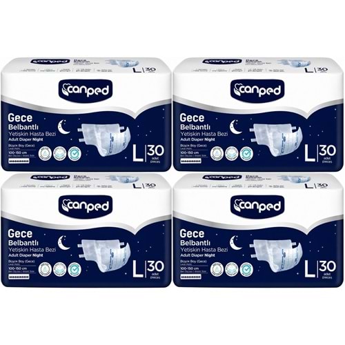 Canped Yetişkin Bezi Bel Bantlı Gece Night L - Büyük - Large 120 Adet