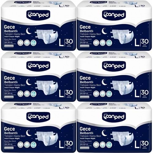 Canped Yetişkin Bezi Bel Bantlı Gece Night L - Büyük - Large 180 Adet