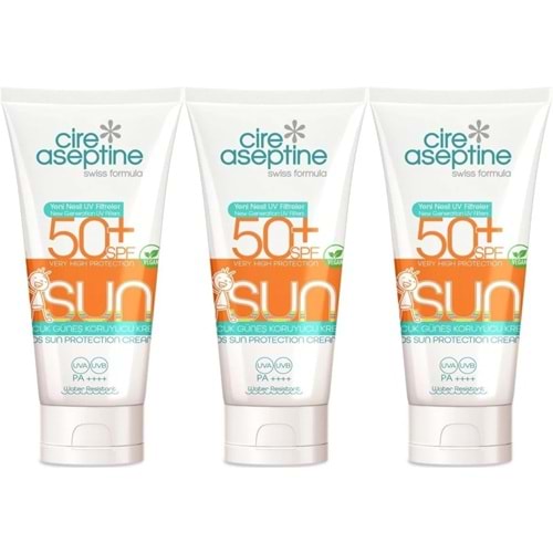 Cire Aseptine Sun Güneş Koruyucu Kremi Çocuk 50+ SPF 150 ML (3 Lü Set)