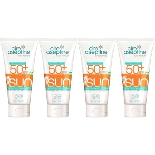 Cire Aseptine Sun Güneş Koruyucu Kremi Çocuk 50+ SPF 150 ML (4 Lü Set)