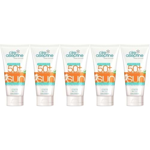 Cire Aseptine Sun Güneş Koruyucu Kremi Çocuk 50+ SPF 150 ML (5 Li Set)