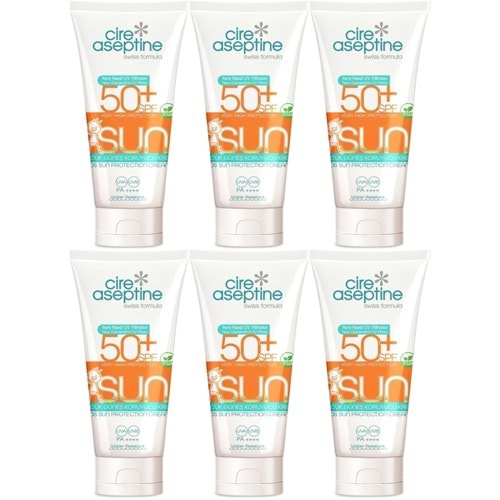 Cire Aseptine Sun Güneş Koruyucu Kremi Çocuk 50+ SPF 150 ML (6 Lı Set)