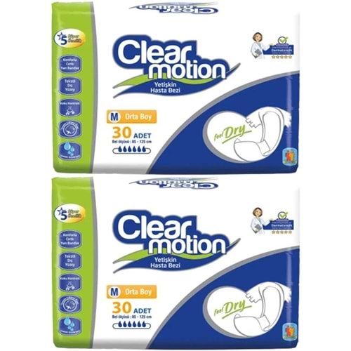 Clearmotion Yetişkin Hasta Bezi Bel Bantlı M - Orta - Medium 60 Adet (2PK*30)