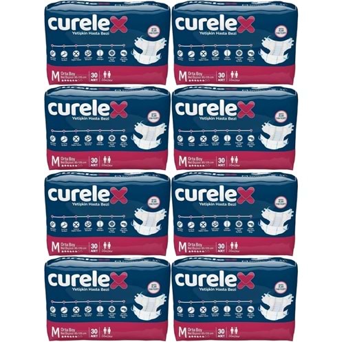 Curelex Hasta Bezi Yetişkin Bel Bantlı Tekstil Yüzey M-Orta Boy 240 Adet Tekli Pk (8PK*30)