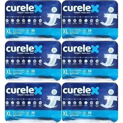 Curelex Hasta Bezi Yetişkin Bel Bantlı Tekstil Yüzey XL-Extra Large Boy 180 Adet Tekli Pk (6PK*30)