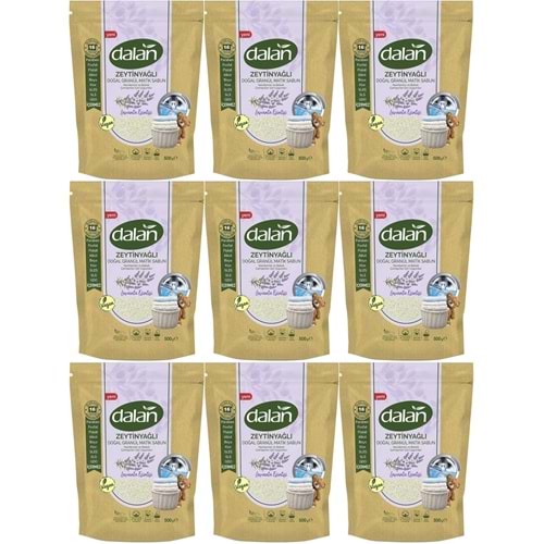 Dalan Doğal Granül Sabun Tozu 500GR Lavanta Esintisi (Doğal Bebekler İçin) (9 Lu Set) (144 Yıkama)