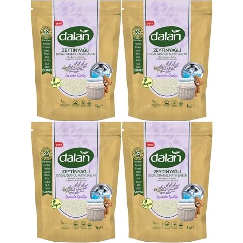 Dalan Doğal Granül Sabun Tozu 1Kg Doğal Bebekler İçin Lavanta Esintisi (4 Lü Set)