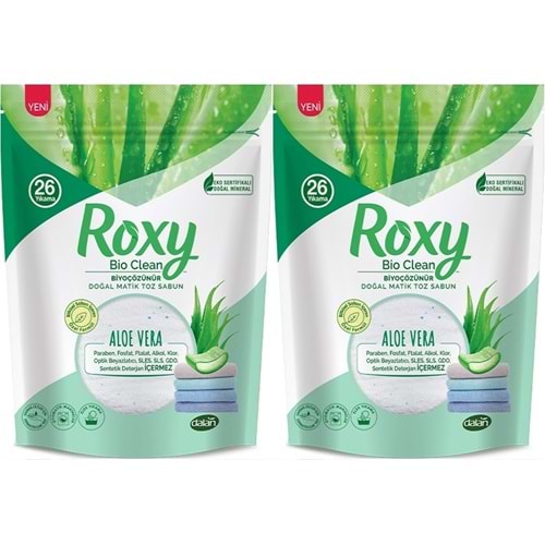 Dalan Roxy Bio Clean Matik Sabun Tozu 800GR Aloe Vera (2 Li Set) (52 Yıkama)