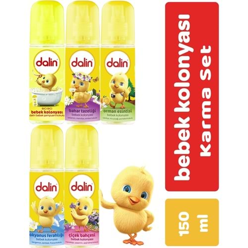 Dalin Bebek Kolonyası 150ML (Bıcı Bıcı-Orman-Çiçek-Okyanus-Bahar) Karma 5 Li Set