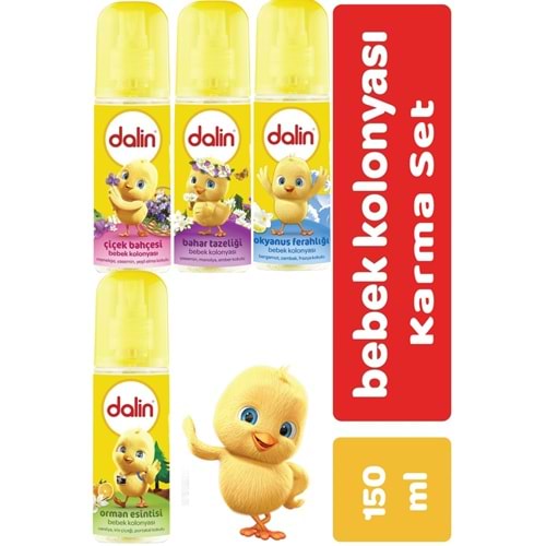 Dalin Bebek Kolonyası 150ML (Orman-Bahar-Çiçek-Okyanus) Karma 4 Lü Set