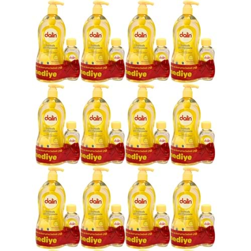 Dalin Bebek Şampuanı Klasik 700ML Pompalı + Bebek Yağı Hediye 100ML (Nem Koruma) (12 Li Set)
