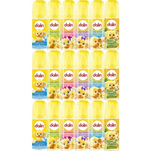 Dalin Bebek Kolonyası 150ML (Okyanus-Orman-Deniz-Çiçek-Bahar-Limon) Karma 18 Li Set