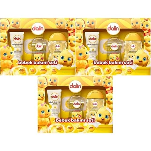 Dalin Bebek Bakım Seti 4 Parça (Kutulu) Yenidoğan Seti (Karma 3 Lü Set)