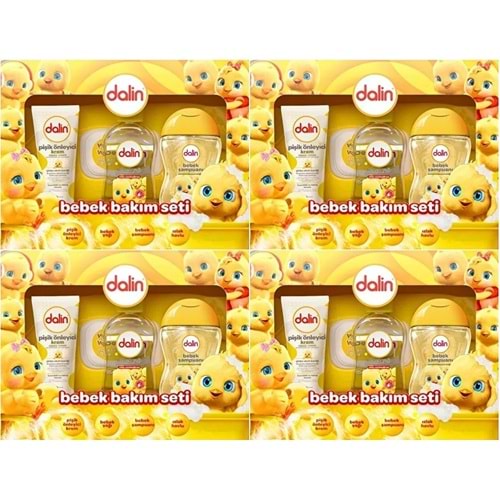 Dalin Bebek Bakım Seti 4 Parça (Kutulu) Yenidoğan Seti (Karma 4 Lü Set)