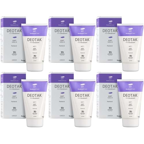 Deotak Krem Deodorant Unisex 35ML Soft (Hassas Cilt) (6 Lı Set)