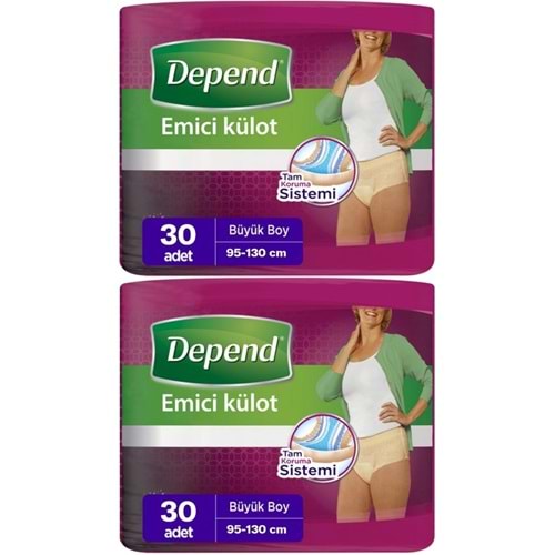 Depend Emici Külot Hasta Bezi Large - Büyük Kadın 60 Adet (2PK*30)