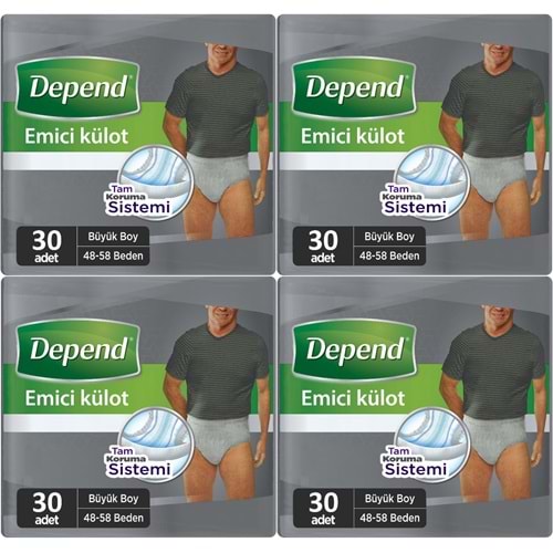 Depend Emici Külot Hasta Bezi Large - Büyük Erkek 120 Adet (4PK*30)