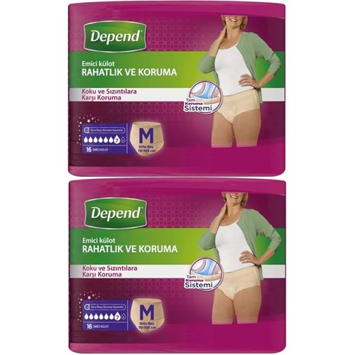 Depend Emici Külot Yetişkin Bezi Avantaj Pk Orta Kadın 32 Adet