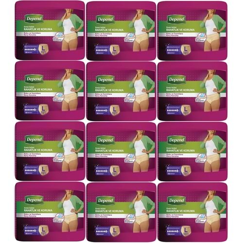 Depend Emici Külot Hasta Bezi Large - Büyük Kadın 120 Adet (12PK*10)