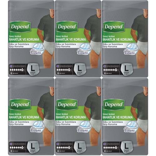 Depend Emici Külot Pants Hasta Bezi L - Büyük - Large Erkek 48 Adet (6PK*8)