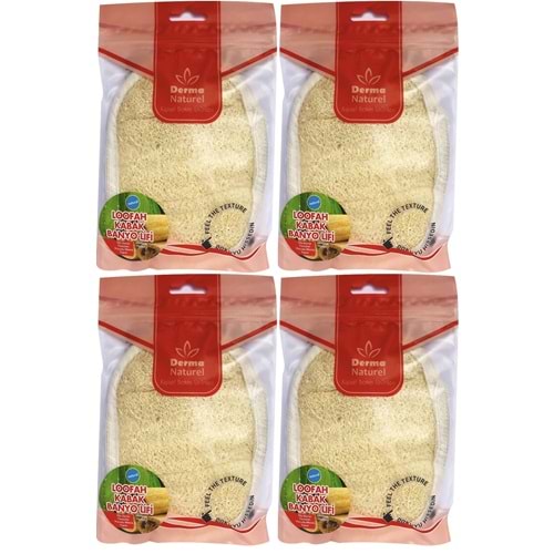 Derma Naturel Loofah Kabak Banyo ve Yüz Lifi (15*24CM) MS-10 (4 Lü Set)