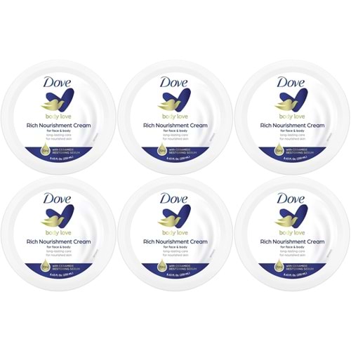 Dove Besleyici El ve Vücut Bakım Kremi 250ML Rich Nourishment Cream (Mavi) (6 Lı Set)