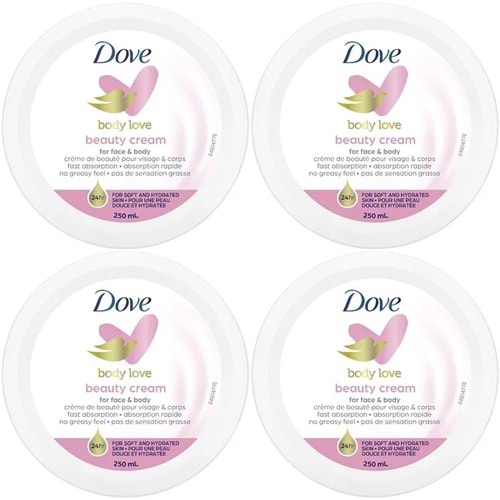 Dove Besleyici El ve Vücut Bakım Kremi 250ML Beauty Cream (Pembe) (4 Lü Set)