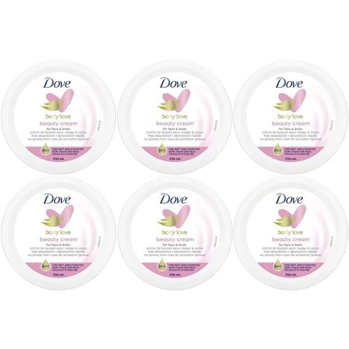 Dove Besleyici El ve Vücut Bakım Kremi 250ML Beauty Cream (Pembe) (6 Lı Set)