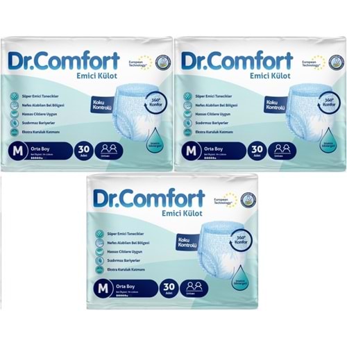 Dr.Comfort Yetişkin Bezi Emici Külot M-Orta 90 Adet 3Pk x 30