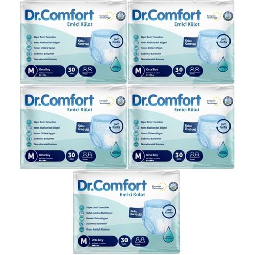 Dr.Comfort Yetişkin Bezi Emici Külot M-Orta 150 Adet 5Pk x 30