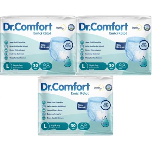 Dr.Comfort Yetişkin Bezi Emici Külot L-Büyük 90 Adet 3Pk x 30