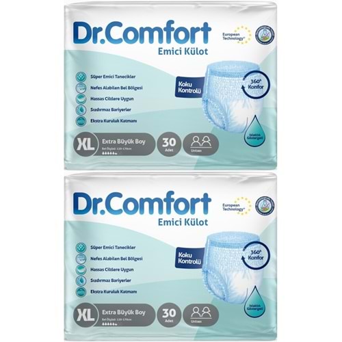 Dr.Comfort Yetişkin Bezi Emici Külot Ekstra Büyük XL 60 Adet 2Pk x 30