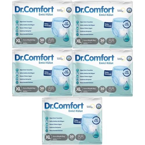 Dr.Comfort Yetişkin Bezi Emici Külot Ekstra Büyük XL 150 Adet 5Pk x 30