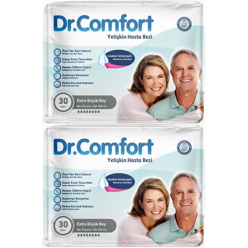 Dr.Comfort Yetişkin Bezi Bel Bantlı Tekstil Yüzeyli XL - Ekstra Büyük 60 Adet