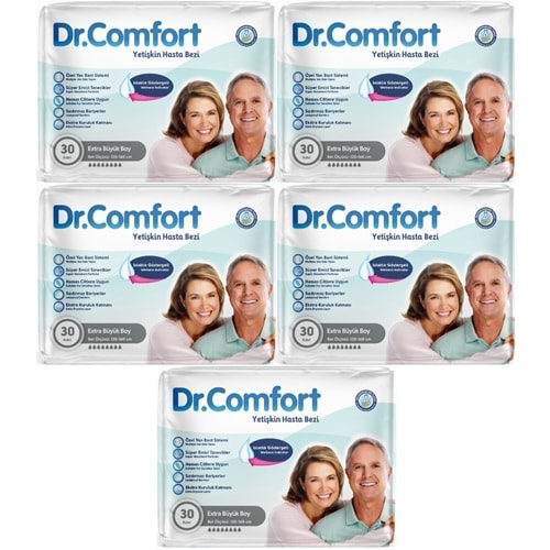 Dr.Comfort Yetişkin Bezi Bel Bantlı Tekstil Yüzeyli XL - Ekstra Büyük 150 Adet 5Pk x 30