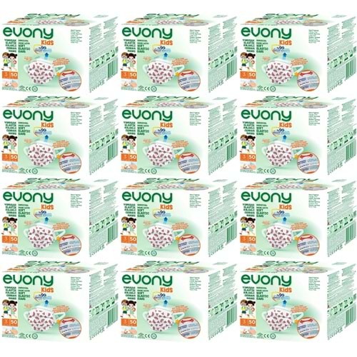 Evony 3 Katlı Filtreli Burun Telli Cerrahi Maske (Kids Çoçuklar İçin) 600 Lü Set (Desenli)