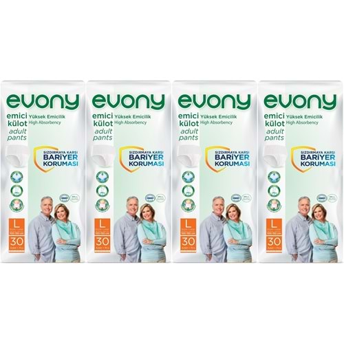 Evony Hasta Bezi Yetişkin Emici Külot L-Büyük 120 Adet (4PK*30)