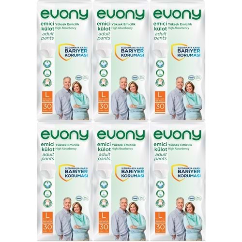 Evony Hasta Bezi Yetişkin Emici Külot L-Büyük 180 Adet (6PK*30)