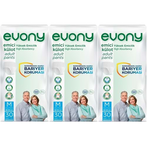 Evony Hasta Bezi Yetişkin Emici Külot M-Orta 90 Adet (3PK*30)
