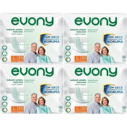 Evony Hasta Bezi Yetişkin Bel Bantlı Tekstil Yüzey L-Büyük 120 Adet (4PK*30)