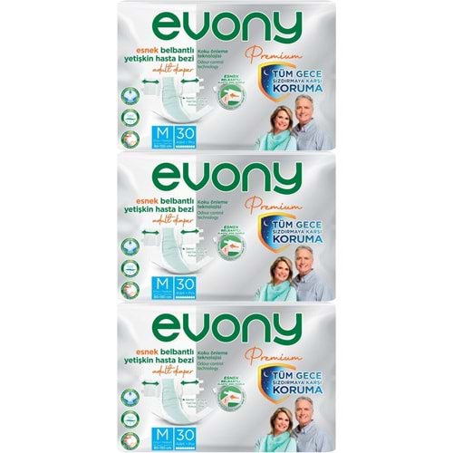 Evony Premium Hasta Bezi Yetişkin Bel Bantlı Tekstil Yüzey M-Orta 90 Adet