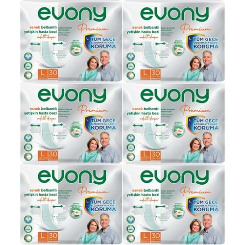 Evony Premium Hasta Bezi Yetişkin Bel Bantlı Tekstil Yüzey L-Büyük 180 Adet